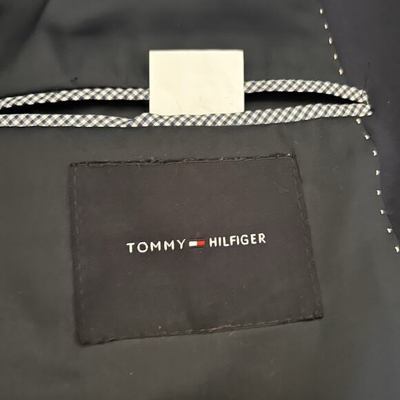 Tommy Hilfiger Men’s Two Button Blazer Blue Wool Blend Sport Coat Jacket Sz. 48L - Picture 12 of 13